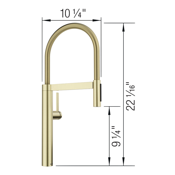Blanco 527476 Culina II Semi-Pro Pull-Down Dual-Spray Kitchen Faucet - Satin Gold