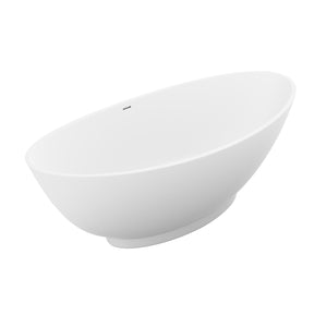 Masoko 6.2 ft. Solid Surface Center Drain Freestanding Bathtub in Matte White