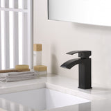 ANZZI L-AZ037MB Revere Series Single Hole Single-Handle Low-Arc Bathroom Faucet in Matte Black