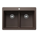 Blanco 443207 Liven SILGRANIT 33" 50/50 Double Bowl Dual Mount Kitchen Sink with Low Divide - Cafe