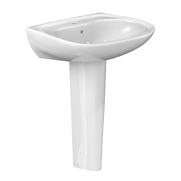 TOTO Prominence Oval Basin Pedestal Bathroom Sink with CeFiONtect for Single Hole Faucets, Cotton White - LPT242G#01