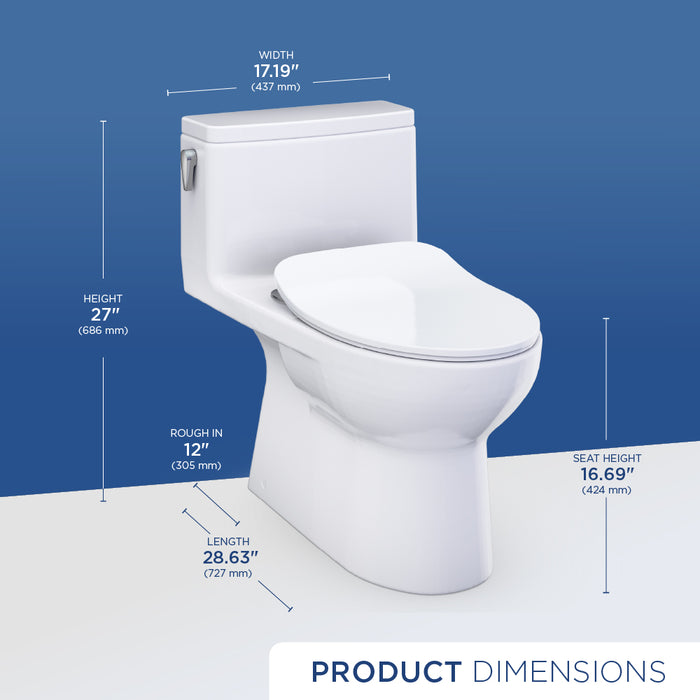 TOTO MS672234CEFG#01 Redington One-Piece Elongated 1.28 GPF Universal Height Toilet with Slim Seat