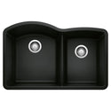 Blanco 442909 Diamond SILGRANIT 32" 60/40 Double Bowl Undermount Kitchen Sink - Coal Black