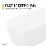 ANZZI FT-AZ511 Sabbia 5.9 ft. Solid Surface Center Drain Freestanding Bathtub in Matte White