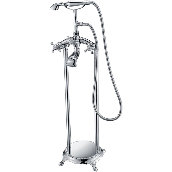 Tugela 3-Handle Claw Foot Tub Faucet with Hand Shower in Polished Chrome