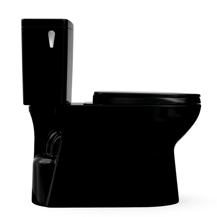 TOTO MS472124CEF#51 Glaston Two-Piece Elongated 1.28 GPF Universal Height Toilet with Seat, Ebony (Black)