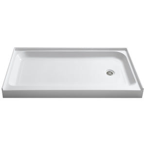 Tier 32 x 60 in. Right Drain Single Threshold Shower Base in White