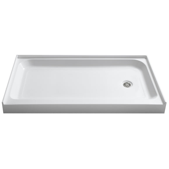 Tier 32 x 60 in. Right Drain Single Threshold Shower Base in White