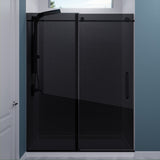 ANZZI SD-AZ8077-02MBT Leon Series 60" by 76" Frameless Sliding Shower Door in Matte Black with Tinted Glass