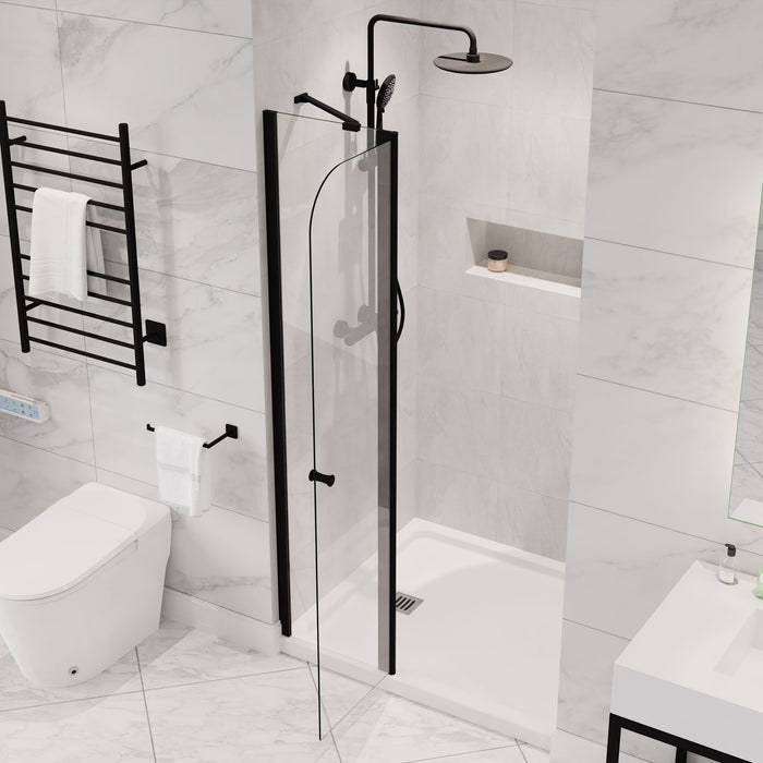 ANZZI SD-AZ14-01MB Romance 72" x 33.5" Frameless Swinging Shower Door in Matte Black