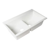 ALFI Brand AB3418DBUM-W White 33" Granite Composite Workstation Double Bowl Undermount Sink