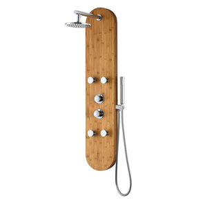 Crane 52 in. Full Body Shower Panel with Heavy Rain Shower and Spray Wand in Natural Bamboo