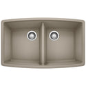 Blanco 441290 Performa SILGRANIT 33" 50/50 Double Bowl Undermount Kitchen Sink - Truffle