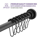 ANZZI AC-AZSR88MB 48-88 Inches Shower Curtain Rod with Shower Hooks in Matte Black