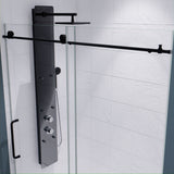 ANZZI SD-AZ8077-02MB Leon Series 60" by 76" Frameless Sliding Shower Door in Matte Black with Handle