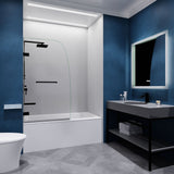 ANZZI SD-AZ8074-01MB Vensea Series 31.5" by 56" Frameless Hinged Tub Door in Matte Black