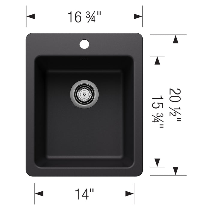 Blanco 443234 Liven SILGRANIT 17" Dual Mount Bar Sink - Coal Black