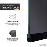 ANZZI SD-AZFL06001MBT Veil Series 74" by 34" Framed Tinted Glass Shower Screen in Matte Black