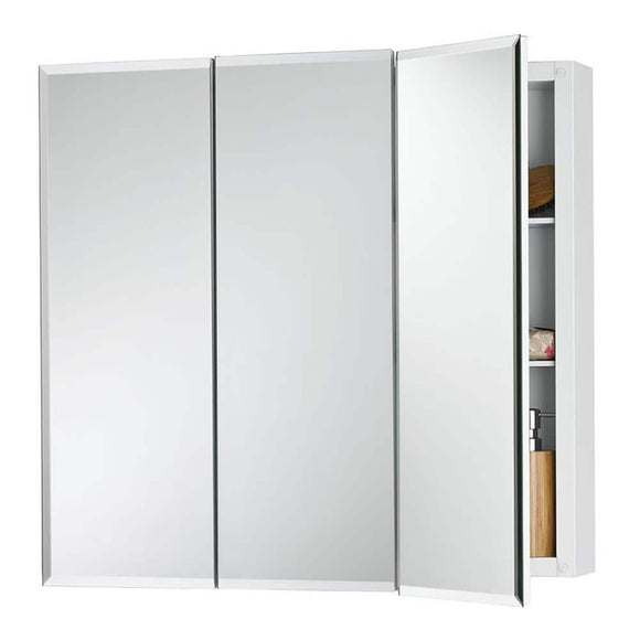 Jensen 255236 Horizon Beveled Edge 3-Pane 36" Mirror Medicine Cabinet with 2 Shelves