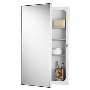 Jensen 478FS Styleline Recessed Steel Medicine Cabinet with Mirror and 3 Shelves, White