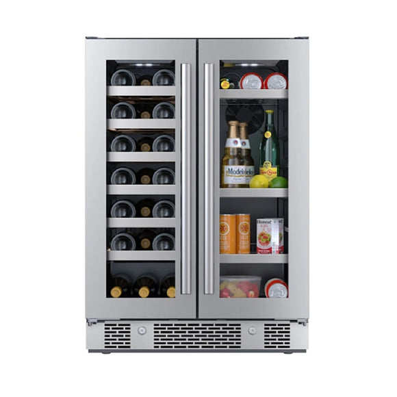 24 Built-In French Door Stainless Steel Wine And Beverage Refrigerator
