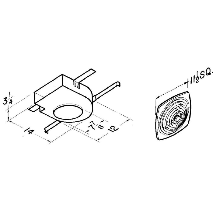 Broan 503 8" 160 CFM Side Discharge Ventilation Fan with White Square Plastic Grille, 5.0 Sones