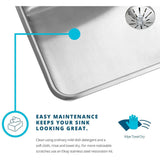 Elkay ELUH241610PD Lustertone Stainless Steel 26-1/2 x 18-1/2 x 10" Undermount Kitchen Sink, Perfect Drain