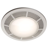 Broan Nutone Fan/Light, 100 CFM, 3.5 Sones, Round White Grille with Glass Lens