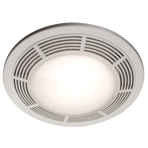 Broan Nutone 100 CFM 3.5 Sones Fan/Light Round White Grille with Glass Lens 100W Max Incandescent Light