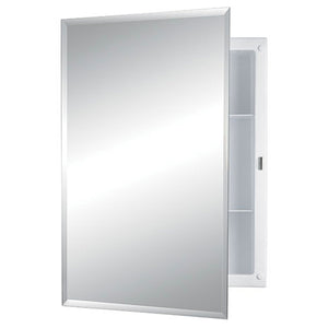 Rangaire Jensen 868M22XWHZ Recess Mount Bathroom Medicine Cabinet with Mirrored Door and 2 Shelves 16"x22"