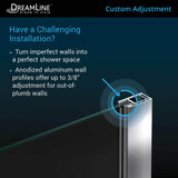 Dreamline SHDR-3148586-09 Aqua 48"W x 58"H Frameless Hinged Tub Door in Satin Black