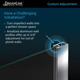 Dreamline SHDR3148586EX09 Aqua 56-60"W x 58"H Frameless Hinged Tub Door with Extender Panel in Satin Black