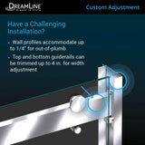 Dreamline SHDR-636076H-09 Essence-H 56-60"W x 76"H Semi-Frameless Bypass Shower Door in Satin Black