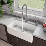 ALFI Brand ABF3318S 33" White Thin Wall Single Bowl Smooth Apron Fireclay Kitchen Farm Sink