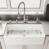 ALFI Brand ABF3618 36" White Thin Wall Single Bowl Smooth Apron Fireclay Kitchen Farm Sink