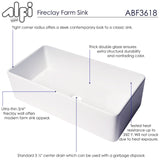 ALFI Brand ABF3618 36" White Thin Wall Single Bowl Smooth Apron Fireclay Kitchen Farm Sink