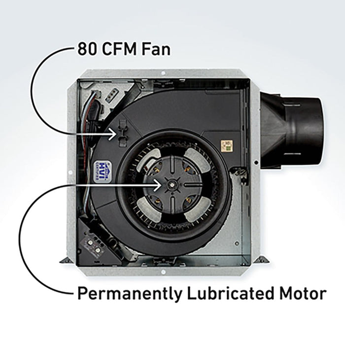 Broan AE80SL Flex Series 80 CFM 0.7 Sones Humidity Sensing Ventilation Fan Light Energy Star