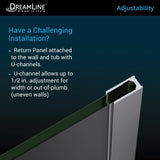 DreamLine SHDR-3534586-RT-01 Aqua Uno 56-60"W x 30"D x 58"H Frameless Hinged Tub Door with Return Panel in Chrome