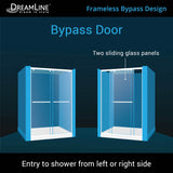DreamLine DL-6941C-88-01 Charisma 32"D x 60"W x 78 3/4"H Frameless Bypass Shower Door in Chrome with Center Drain Black Base