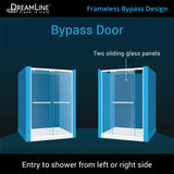DreamLine DL-7005L-22-04 Encore 32"D x 60"W x 78 3/4"H Bypass Shower Door in Brushed Nickel and Left Drain Biscuit Base Kit