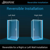 DreamLine DL-6715-04CL Flex 36"D x 36"W x 74 3/4"H Semi-Frameless Pivot Shower Enclosure in Brushed Nickel and White Base Kit
