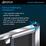 DreamLine DL-6720R-88-01 Flex 36"D x 60"W x 74 3/4"H Semi-Frameless Pivot Shower Enclosure in Chrome with Right Drain Black Base Kit
