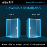 DreamLine DL-6230L-01 Flex 36"D x 60"W x 76 3/4"H Semi-Frameless Shower Door in Chrome with Left Drain White Base and Backwalls