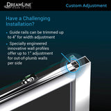 DreamLine DL-6107C-01FR Infinity-Z 36"D x 48"W x 76 3/4"H Frosted Sliding Shower Door in Chrome, Center Drain White Base, Backwalls
