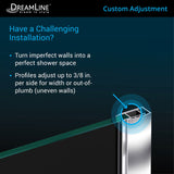 DreamLine DL-6030-22-01 Prism 36" x 74 3/4" Frameless Neo-Angle Pivot Shower Enclosure in Chrome with Biscuit Base Kit