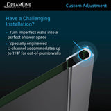 DreamLine SHEN-2636360-09 Prism Plus 36" x 72" Frameless Neo-Angle Hinged Shower Enclosure in Satin Black