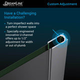 DreamLine SHDR-244707210-09 Unidoor Plus 47-47 1/2"W x 72"H Frameless Hinged Shower Door in Satin Black