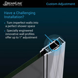 DreamLine SHDR-20427210S-09 Unidoor 42-43"W x 72"H Frameless Hinged Shower Door with Shelves in Satin Black