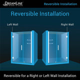 DreamLine SHDR-20537210S-04 Unidoor 53-54"W x 72"H Frameless Hinged Shower Door with Shelves in Brushed Nickel