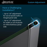 DreamLine D3232436L-01 Unidoor-X 71-71 1/2"W x 72"H Frameless Hinged Shower Door in Chrome